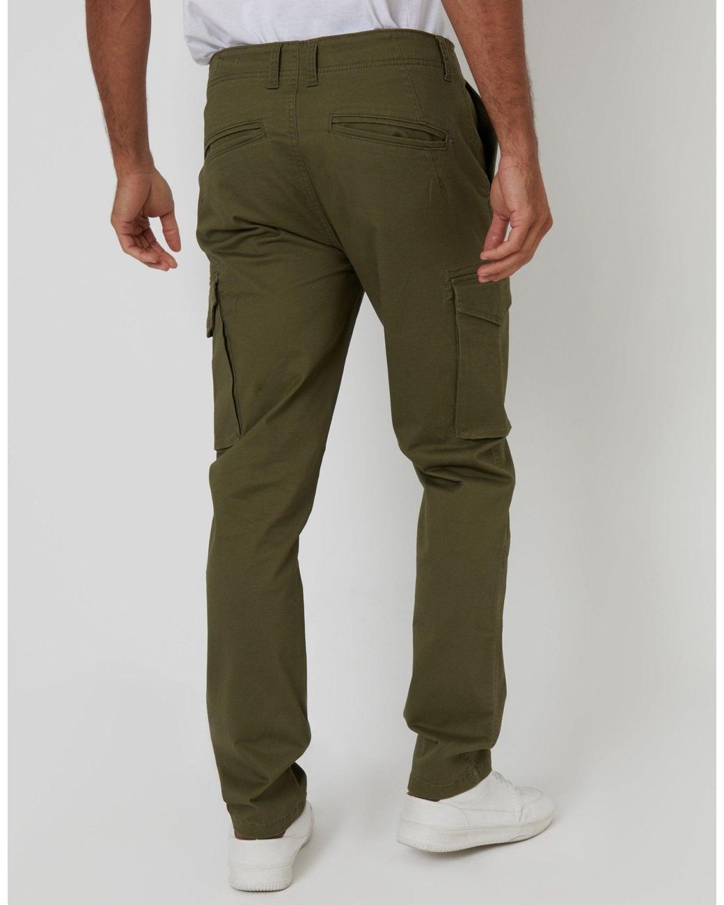 Threadbare Green The Everyday Slim Fit Cargo Trousers for men