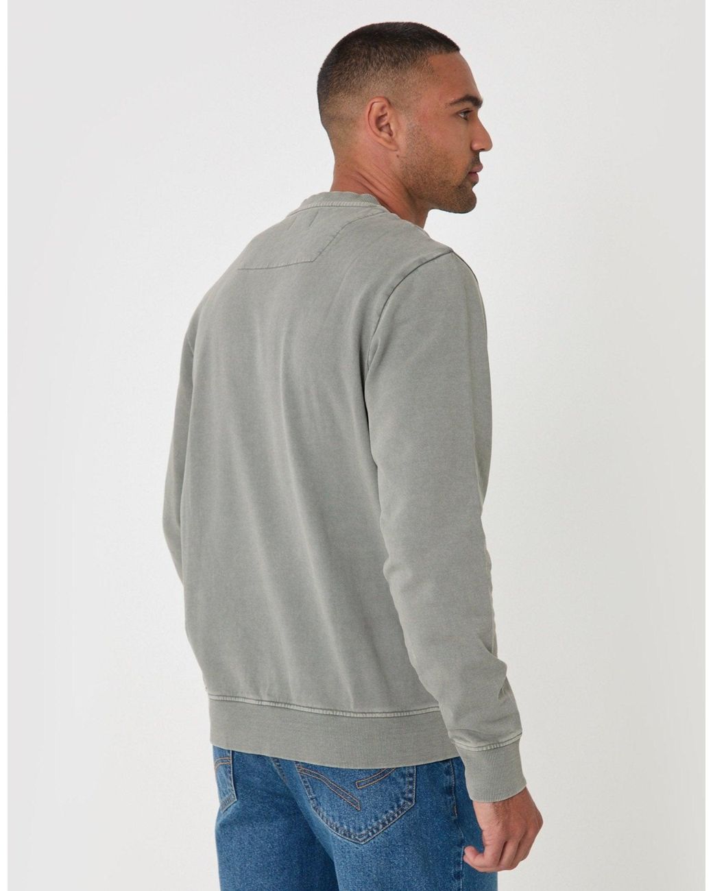 Threadbare Gray Ribbed Cotton Sweatshirt for men