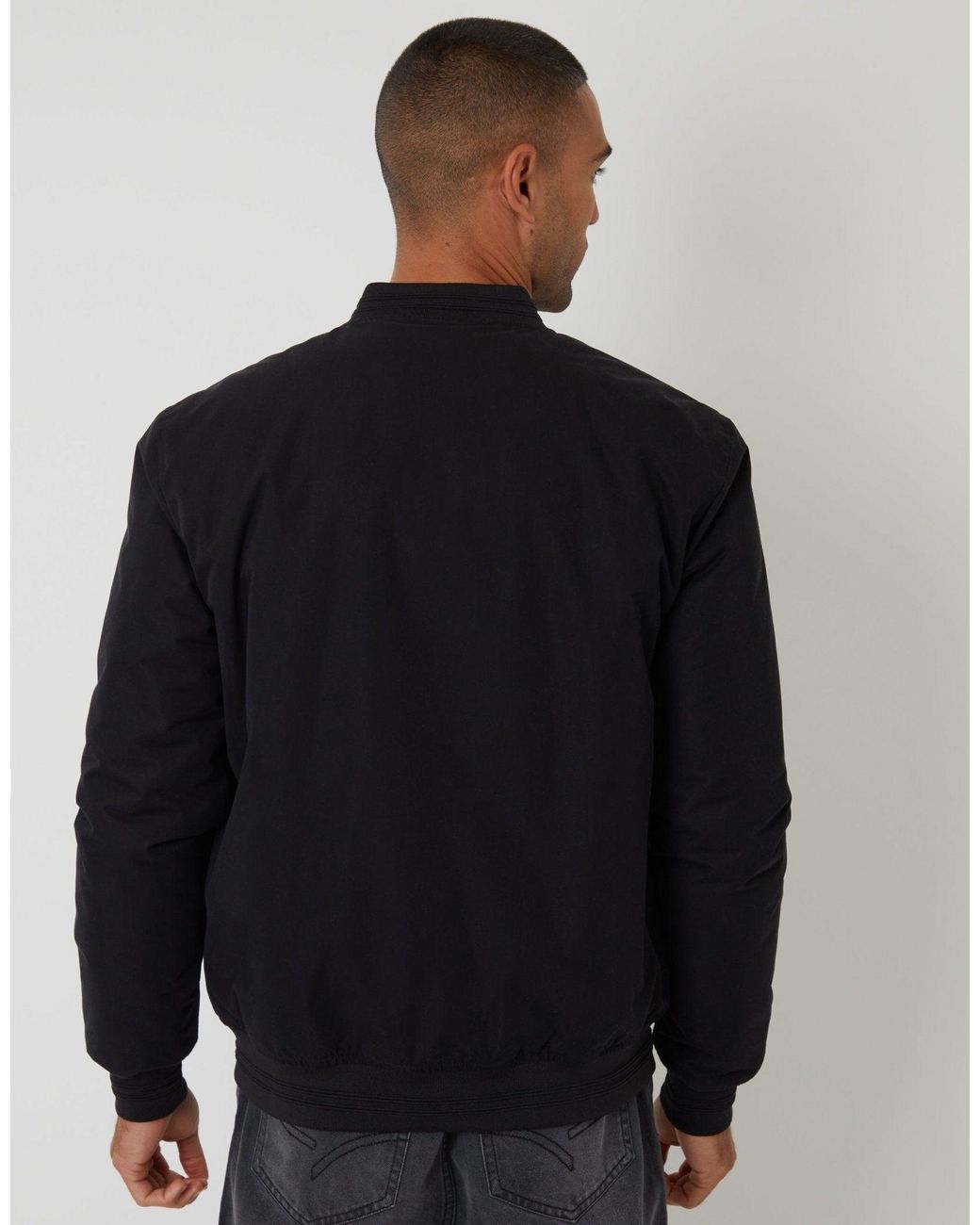 Threadbare Black Padded Bomber Jacket for men