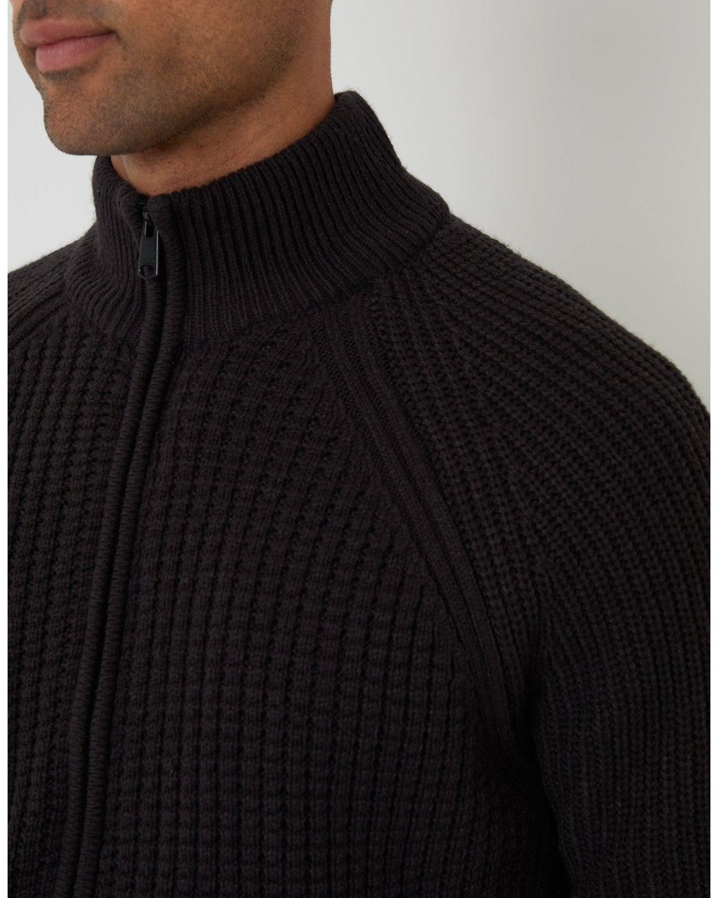 Threadbare Black Zip Up Microfleece Lined Cardigan for men