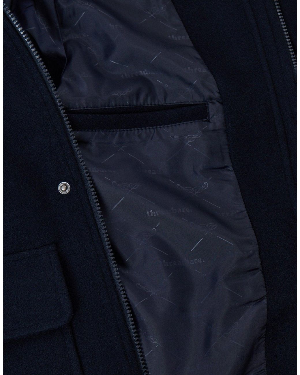 Threadbare Blue Faux Wool Hooded Jacket for men