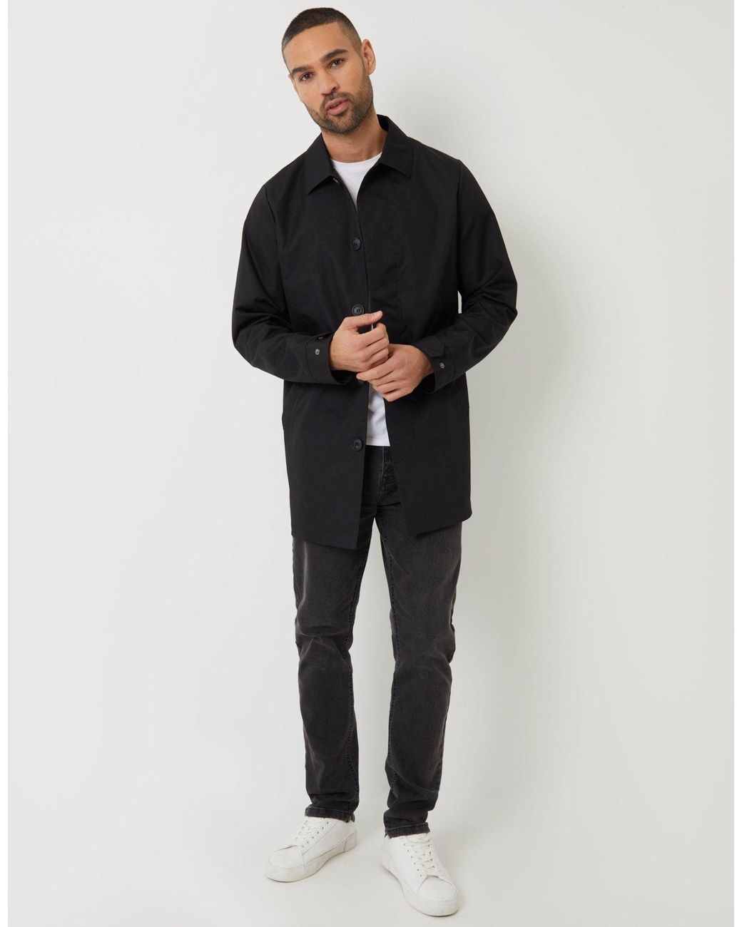 Threadbare Black The Ultimate Showerproof Mac for men
