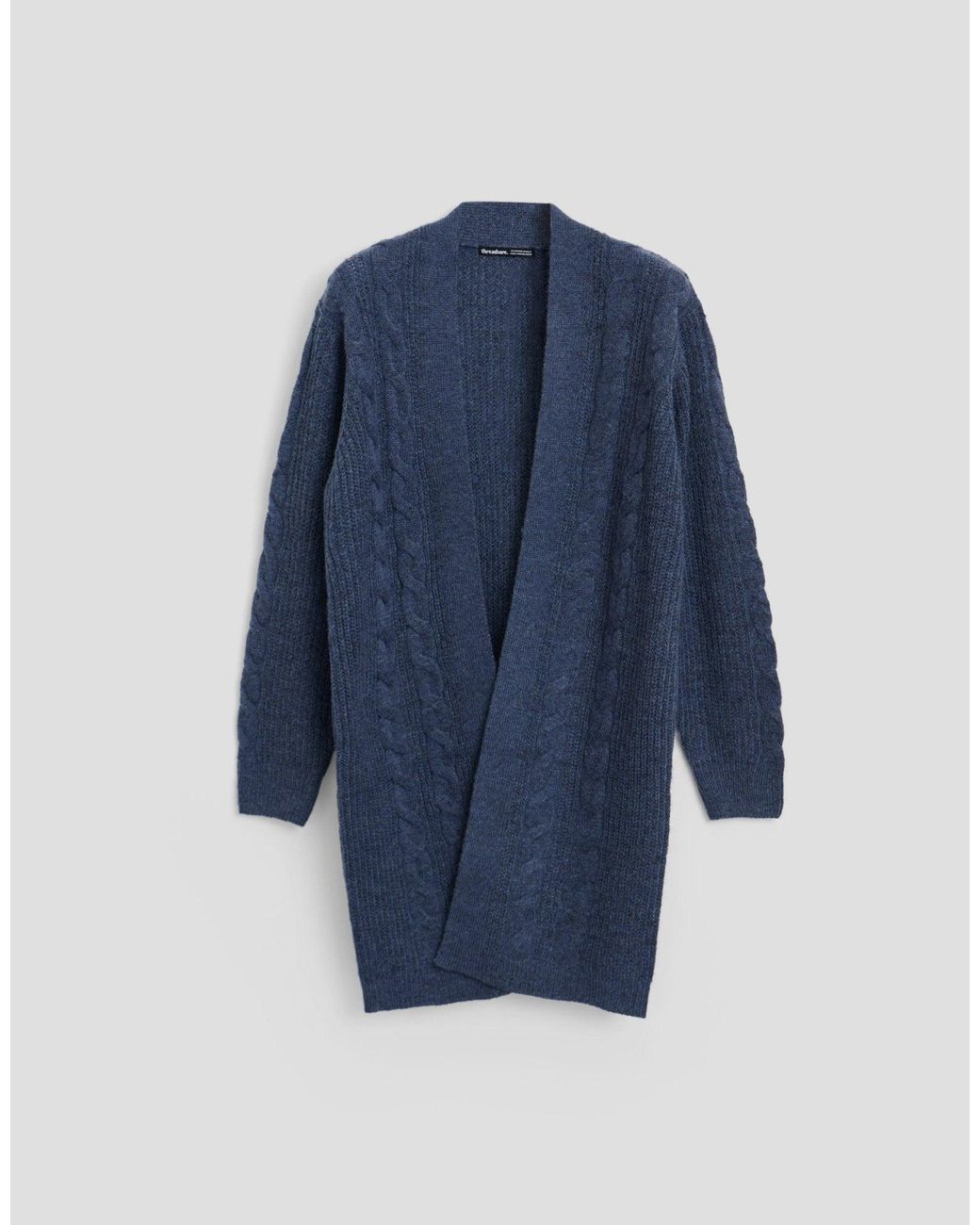 Threadbare Blue Cable Knit Open Cardigan