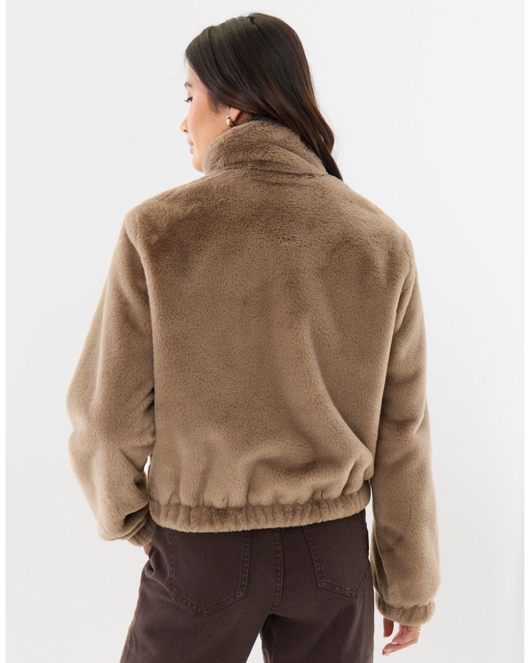 Threadbare Brown Faux Fur Bomber Jacket