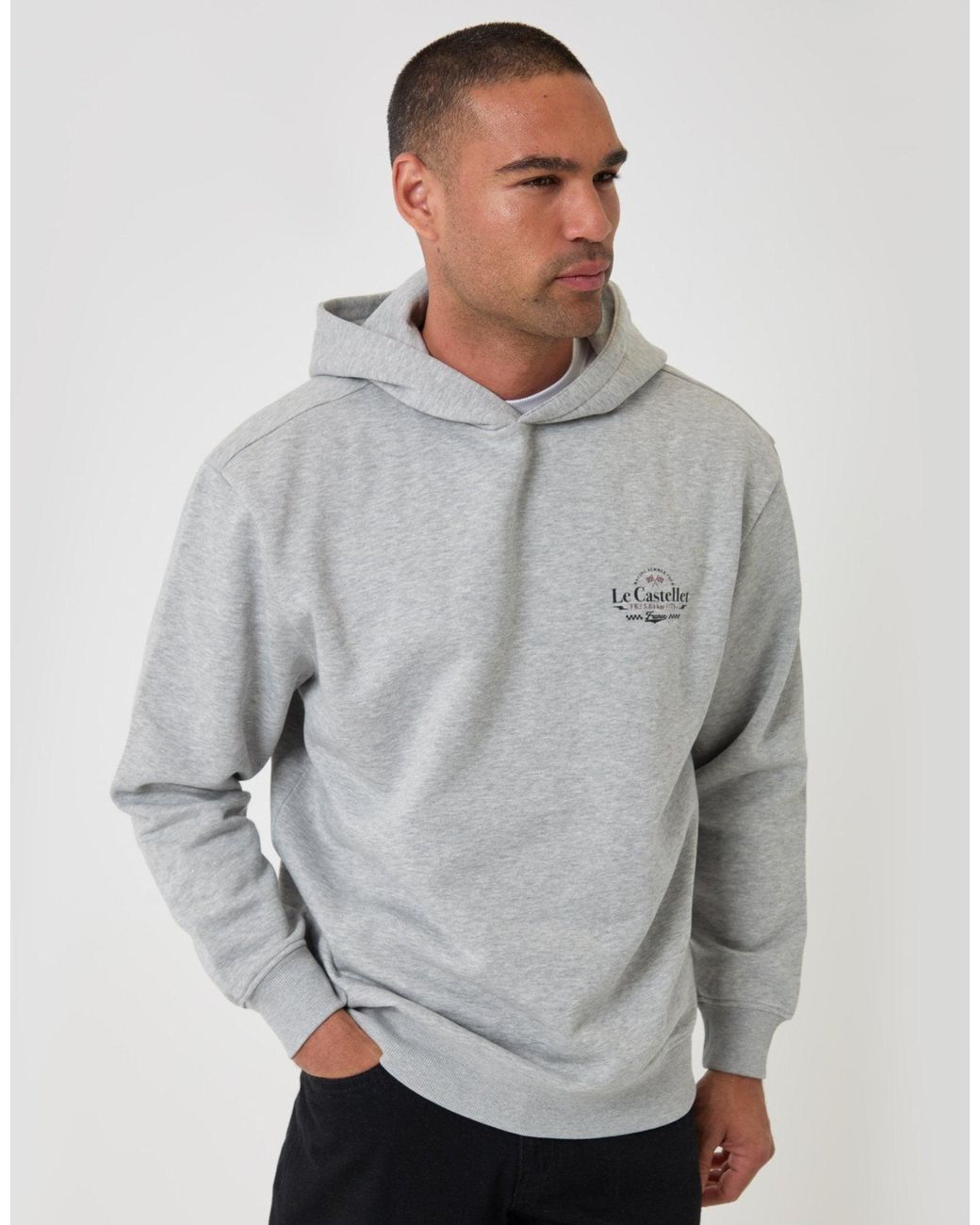 Threadbare Gray Relaxed Fit Le Castellet Graphic Print Hoodie for men