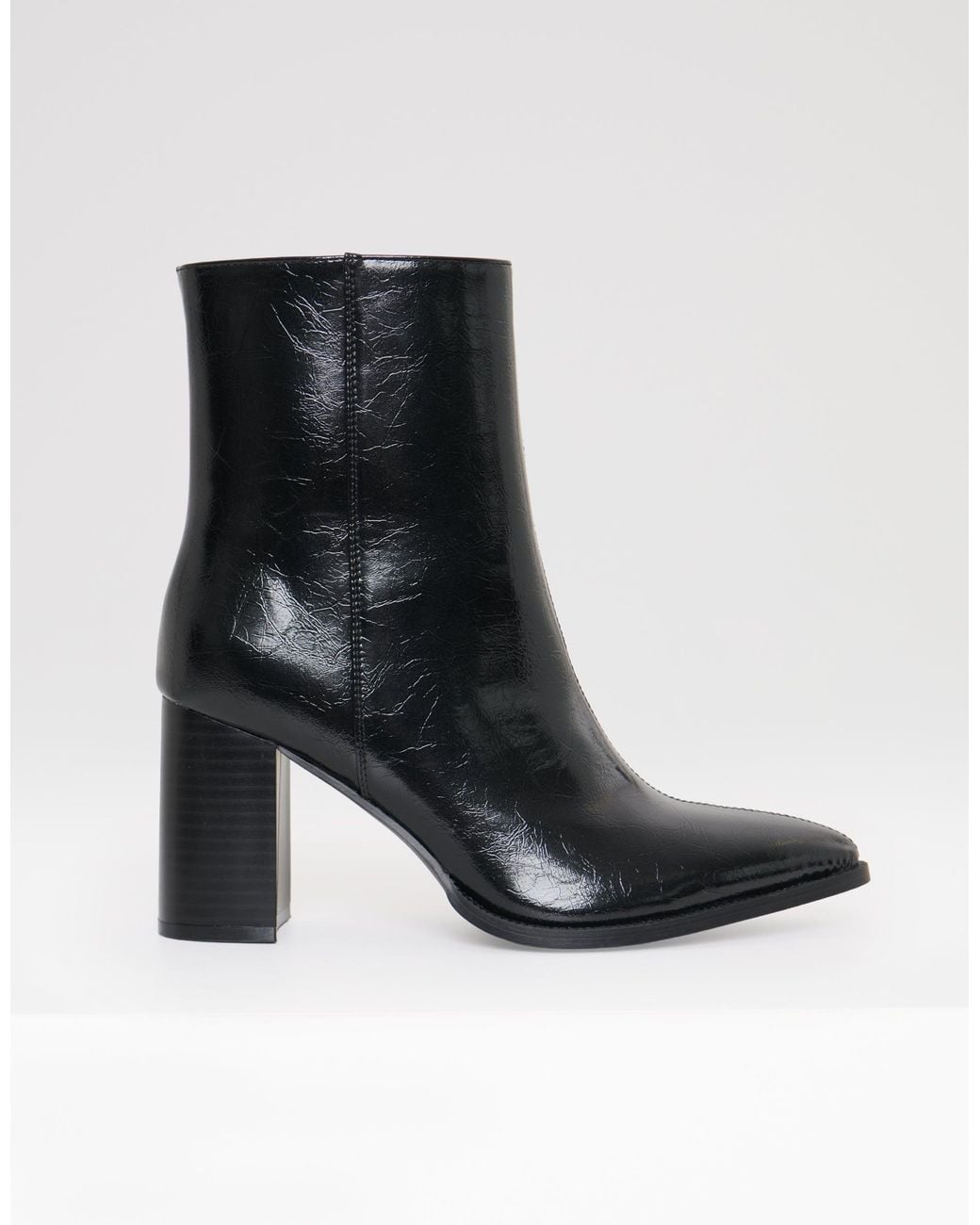 Threadbare Black Block Heel Pointed Ankle Boots