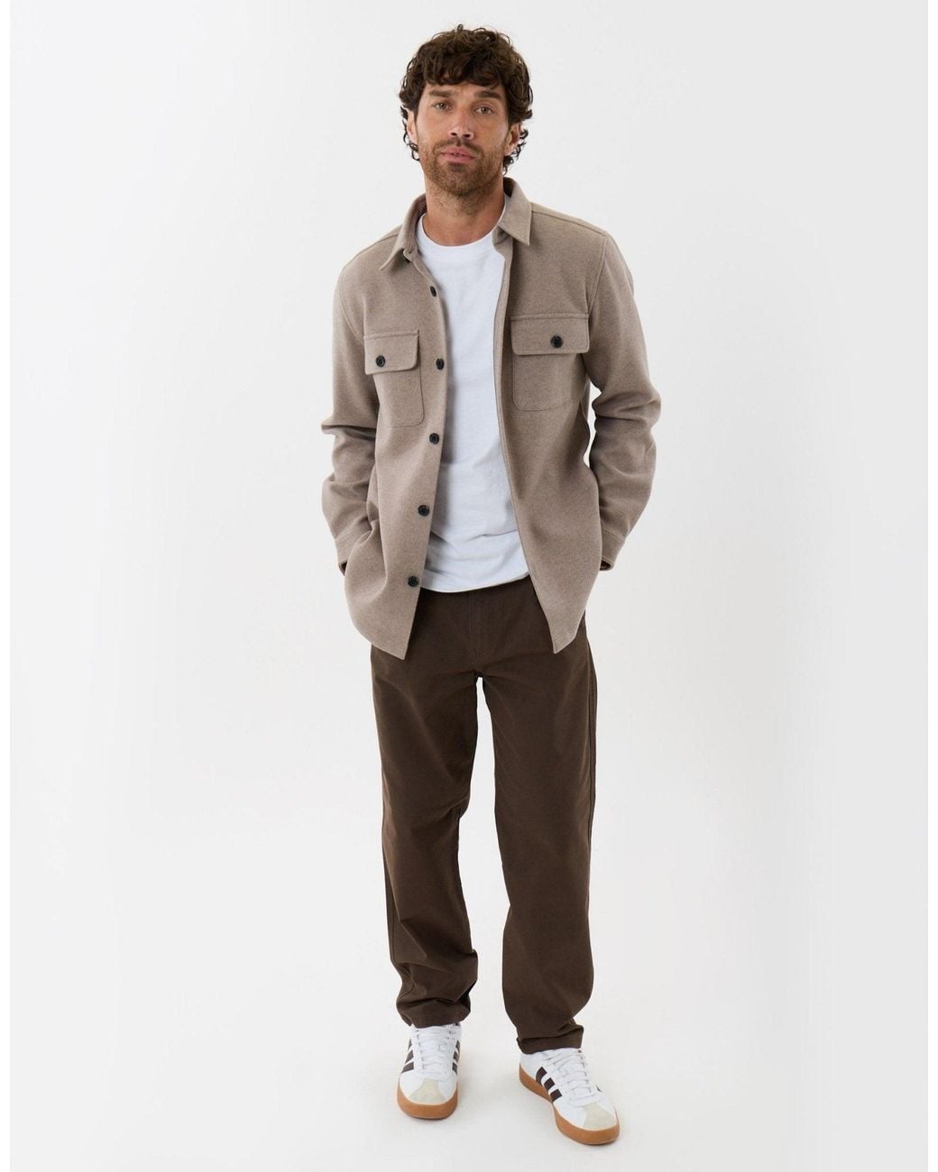 Threadbare Gray Patch Pocket Knitted Shacket for men