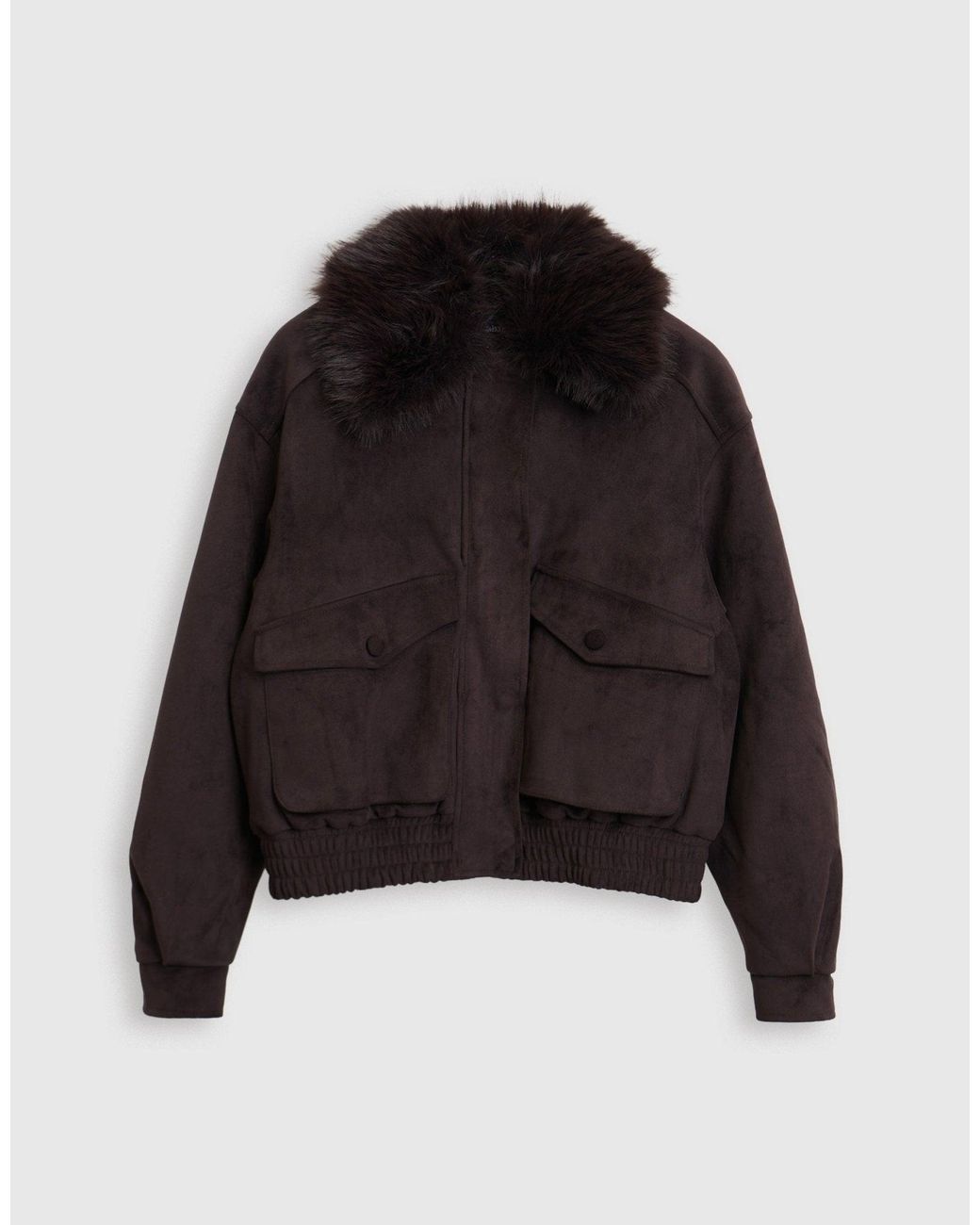 Threadbare Blue Faux Suede Fur Collared Jacket