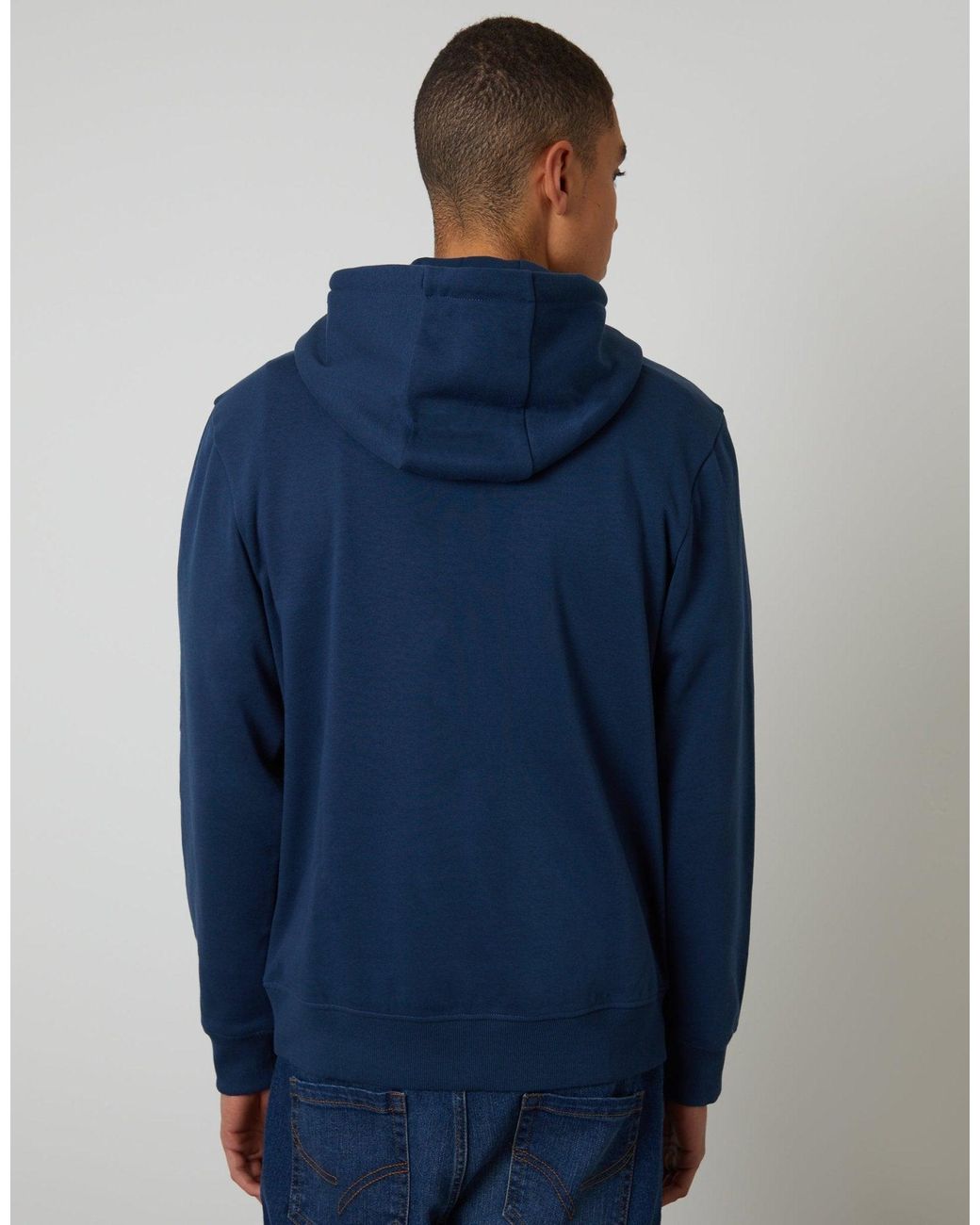 Threadbare Blue The Essential Cotton Rich Overhead Hoodie for men