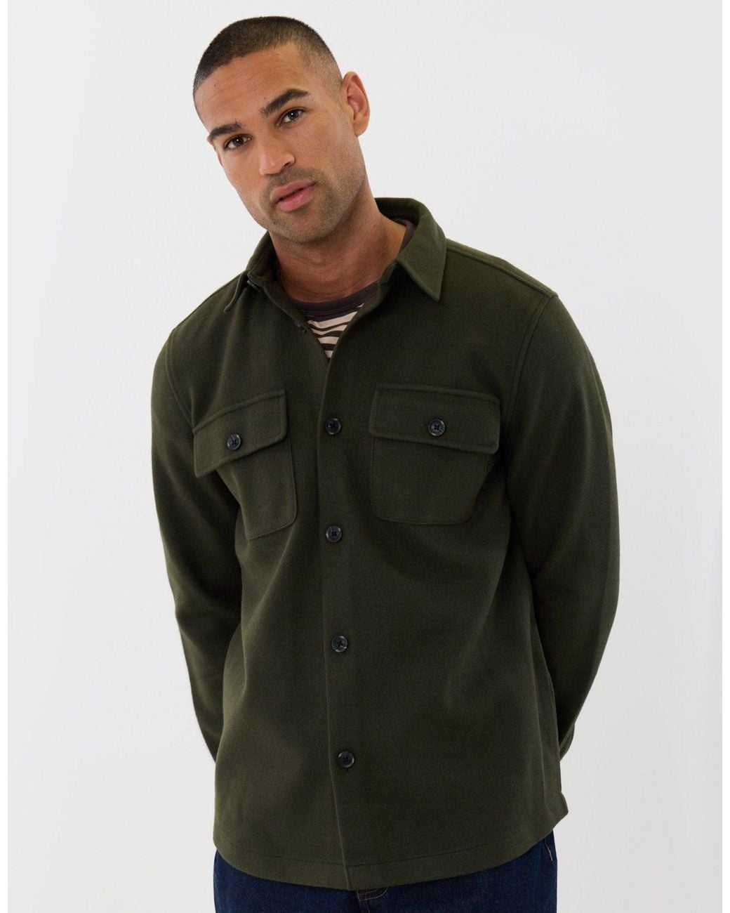 Threadbare Black Patch Pocket Knitted Shacket for men