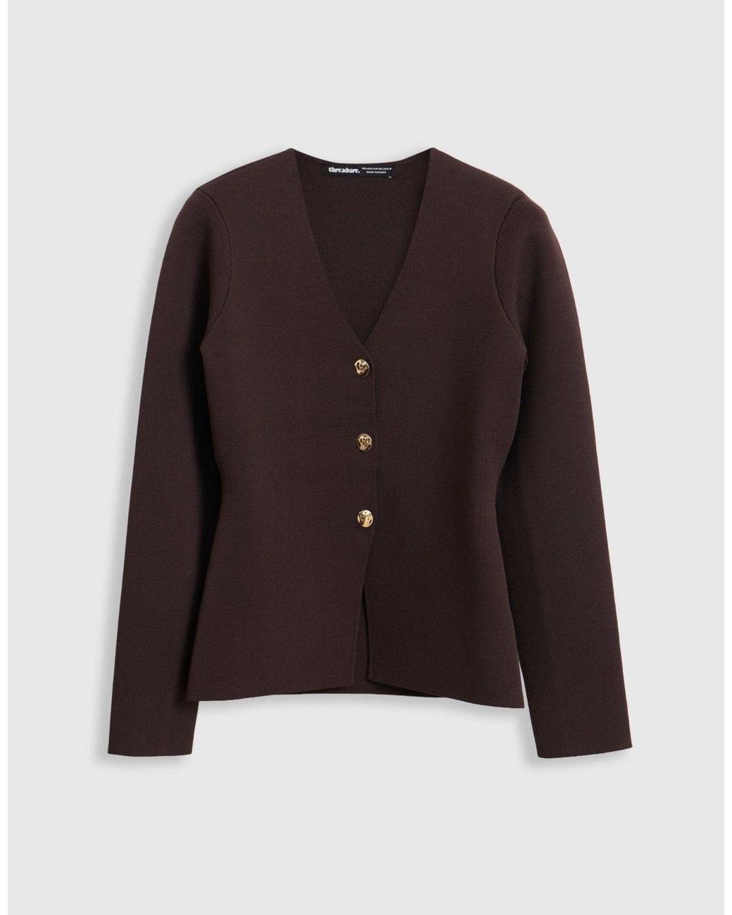 Threadbare Purple Compact Knit V Neck Cardigan