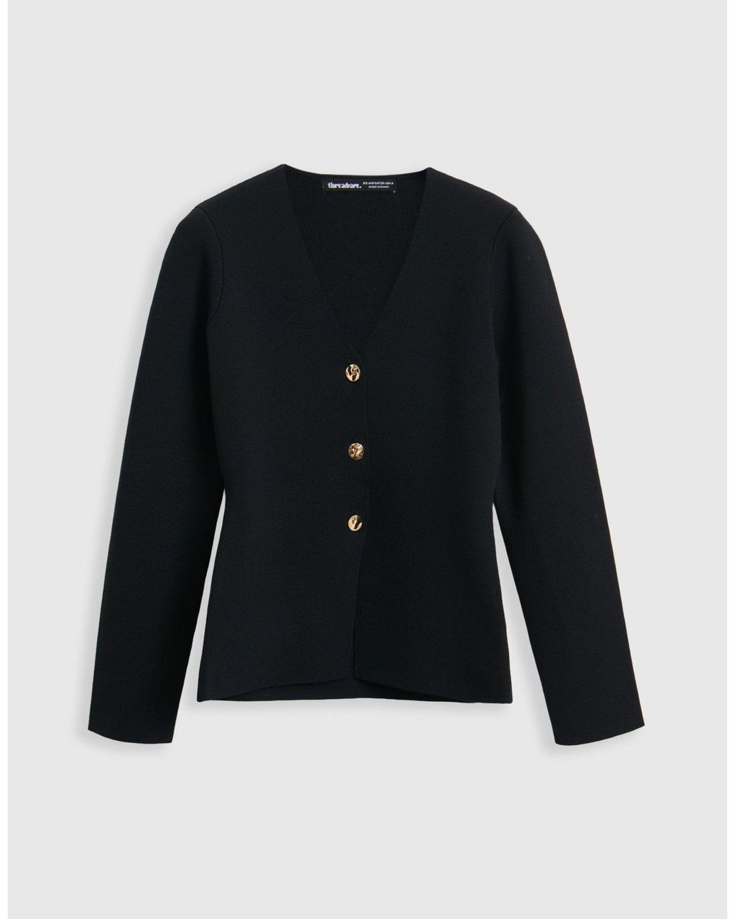 Threadbare Blue Compact Knit V Neck Cardigan