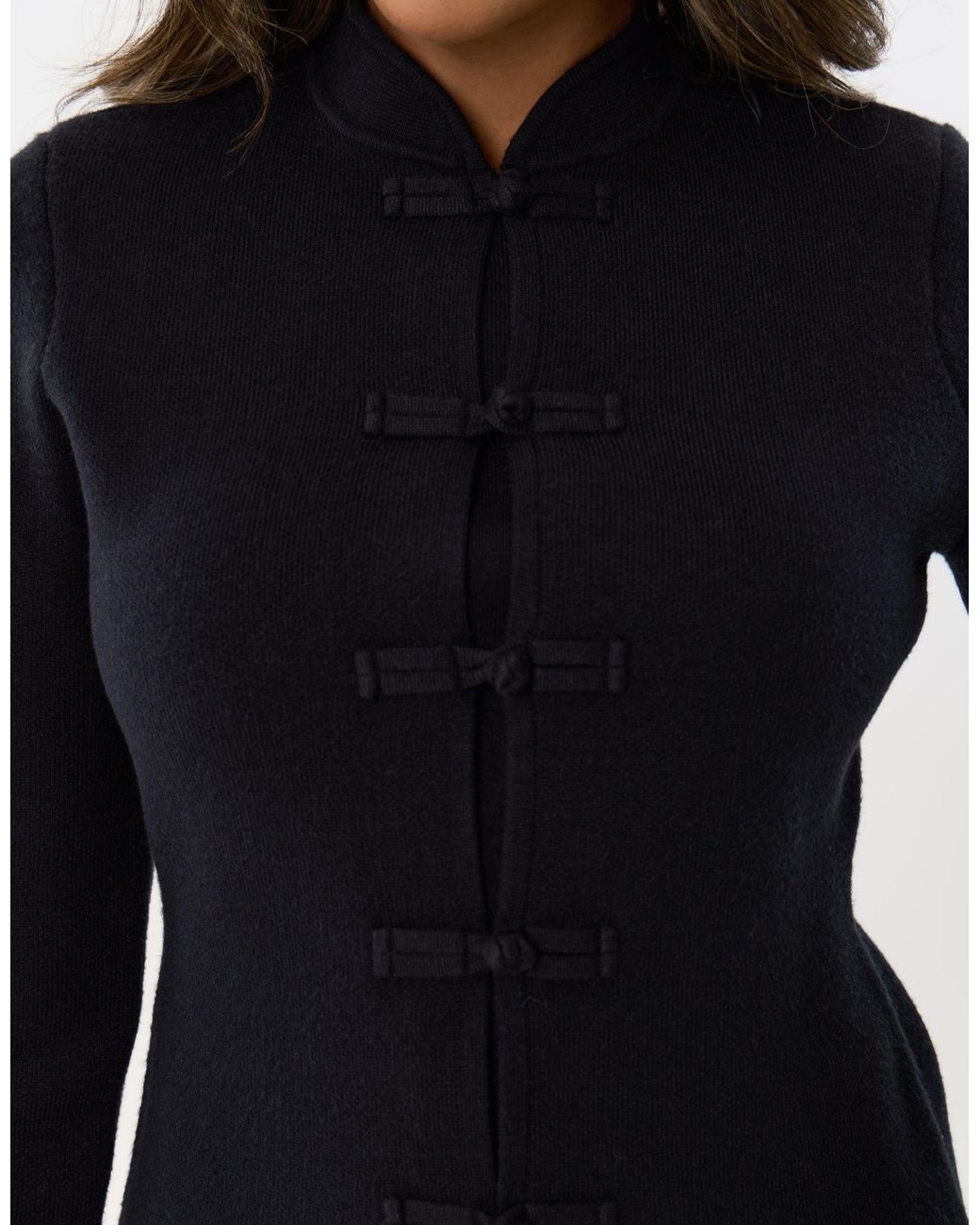 Threadbare Blue Mandarin Style Knitted Cardigan
