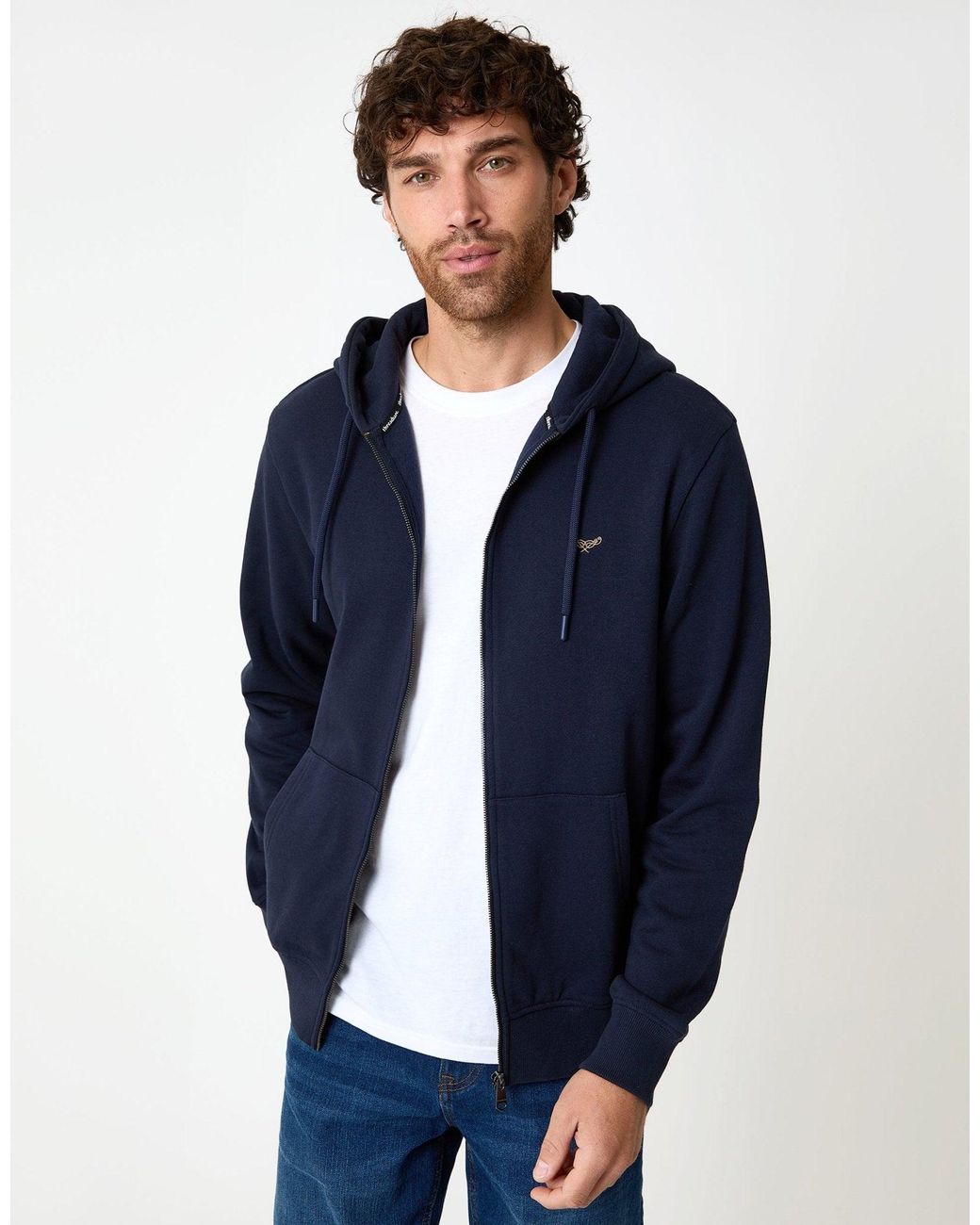 Threadbare Blue Zip-Through Hoodie for men