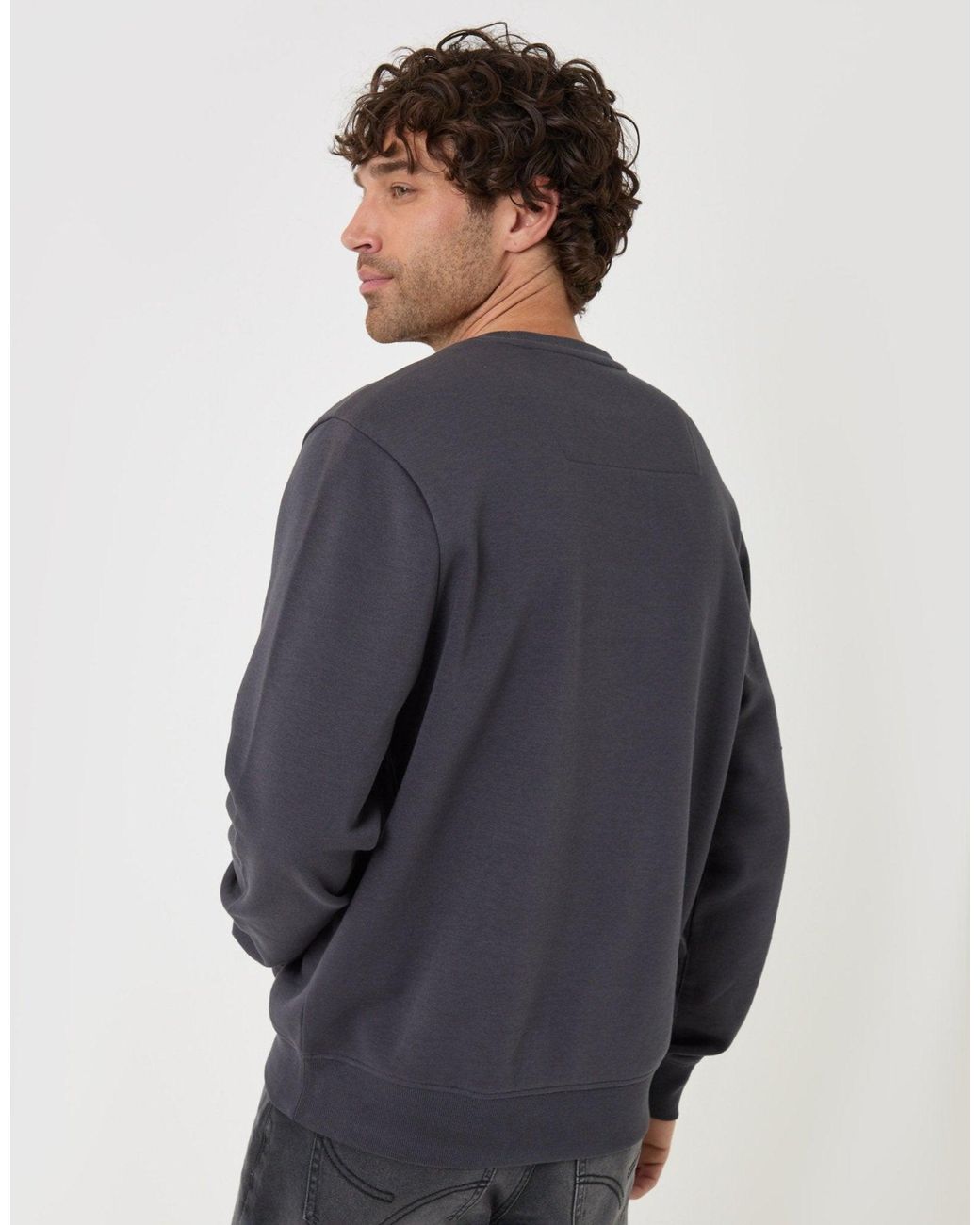 Threadbare Blue The Essential Cotton Rich Crew Neck Sweatshirt for men