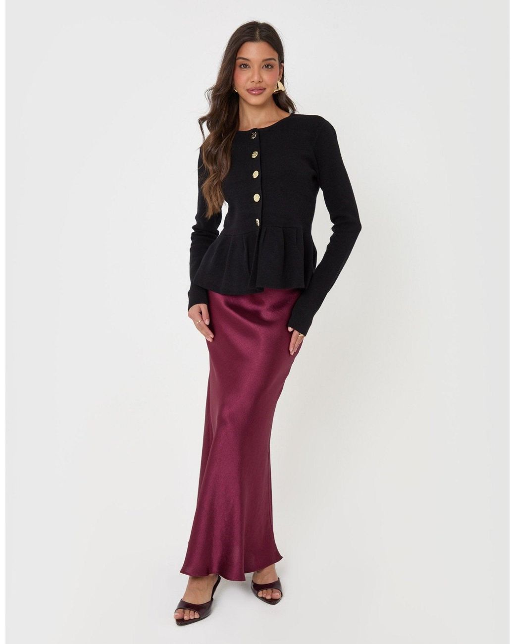 Threadbare Black Crew Neck Peplum Cardigan