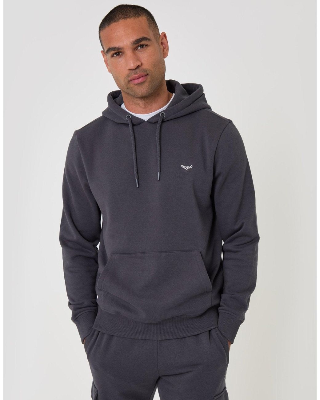 Threadbare Blue The Essential Cotton Rich Overhead Hoodie for men