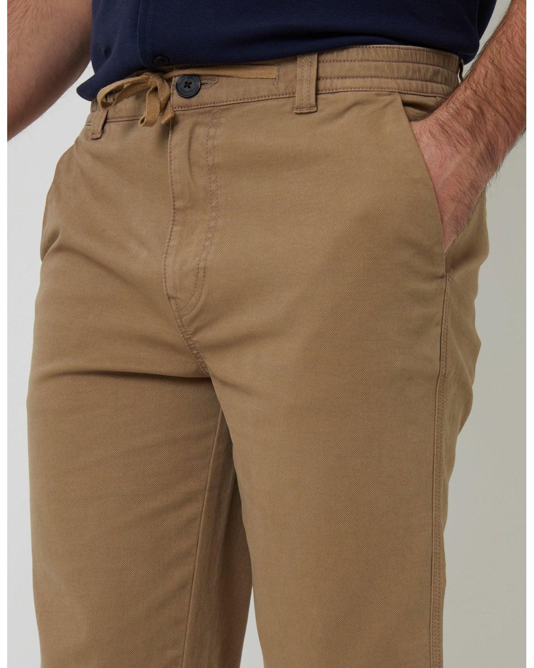 Threadbare Natural Elasticated Waist Chino Trousers for men