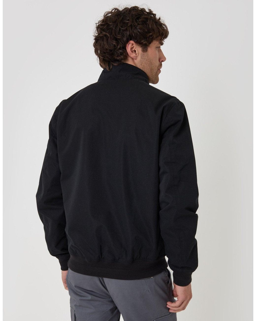 Threadbare Blue Showerproof Microfibre Harrington Jacket for men