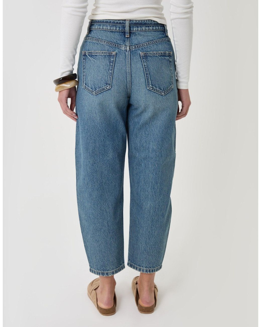 Threadbare Blue Tie Belt Barrel Leg Jeans