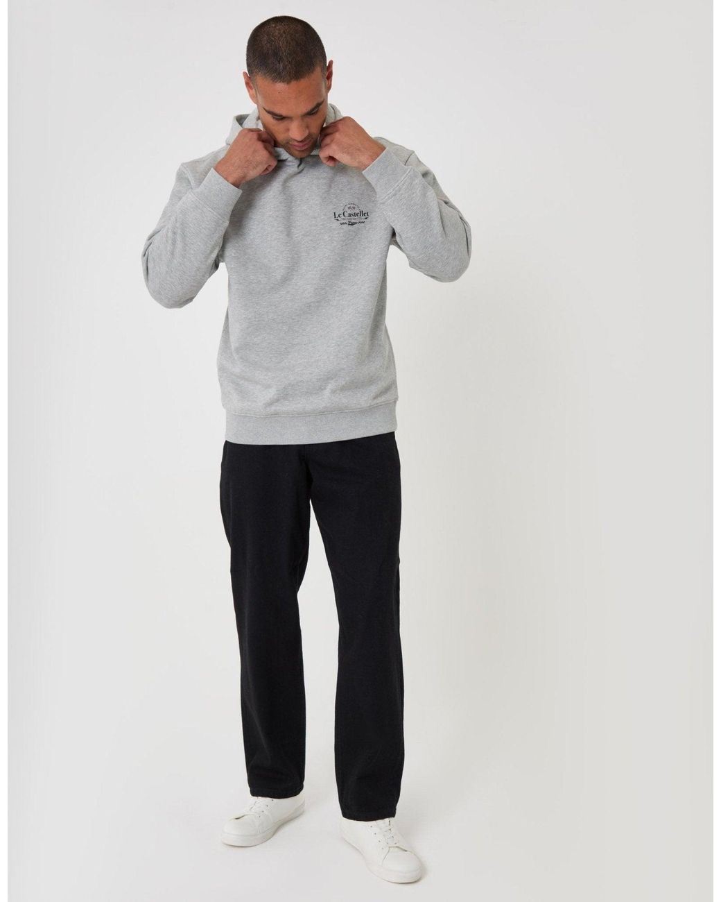 Threadbare Gray Relaxed Fit Le Castellet Graphic Print Hoodie for men