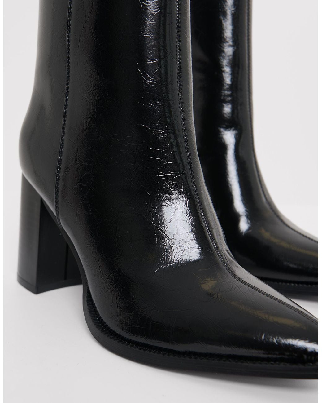Threadbare Black Block Heel Pointed Ankle Boots