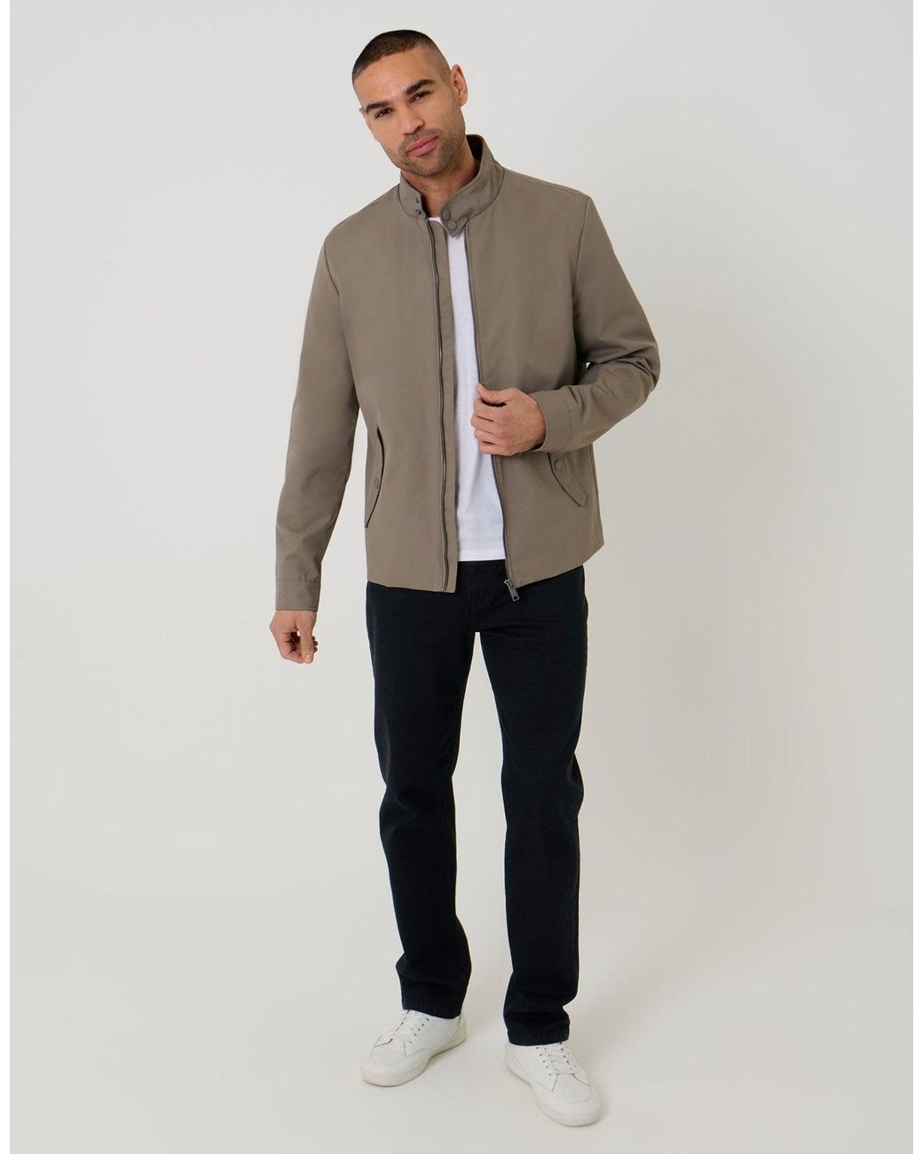 Threadbare Gray Showerproof Zip Up Harrington Jacket for men