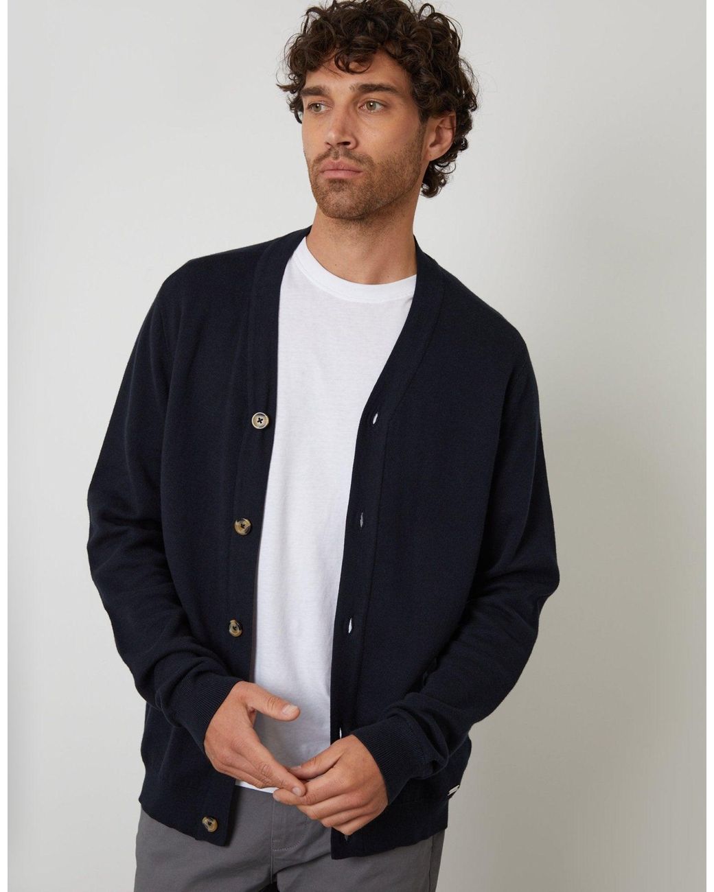 Threadbare Blue Knitted Cardigan for men