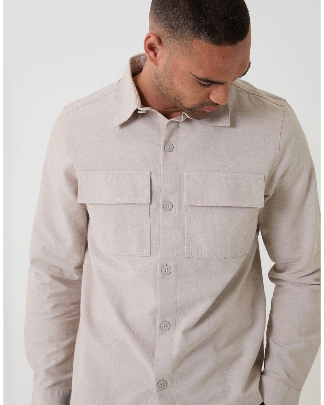 Threadbare Natural Linen Blend Lightweight Shacket for men