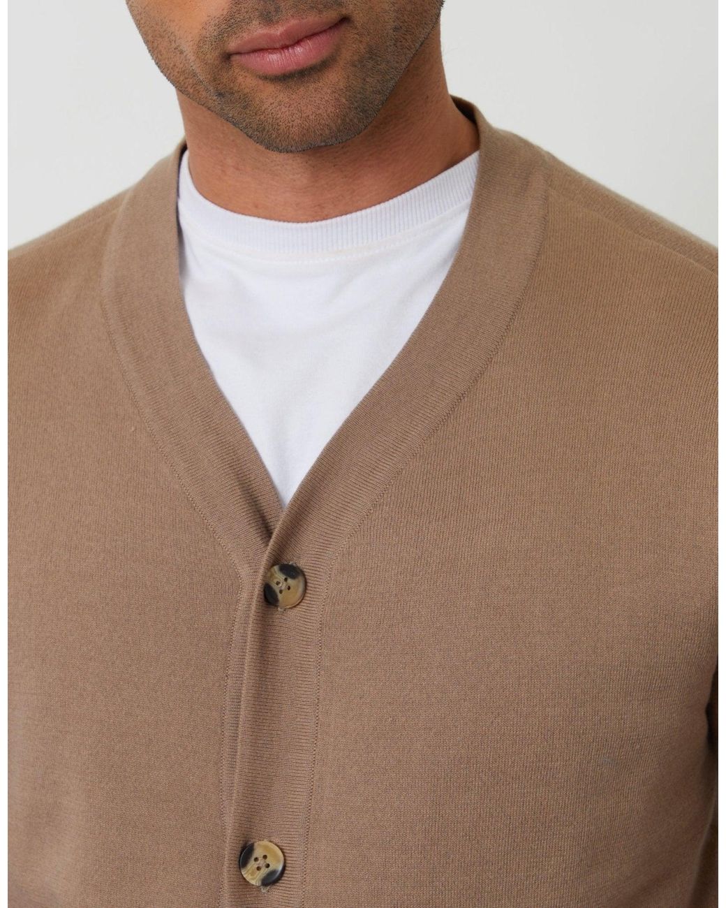 Threadbare Brown Button Up Knitted Cardigan for men
