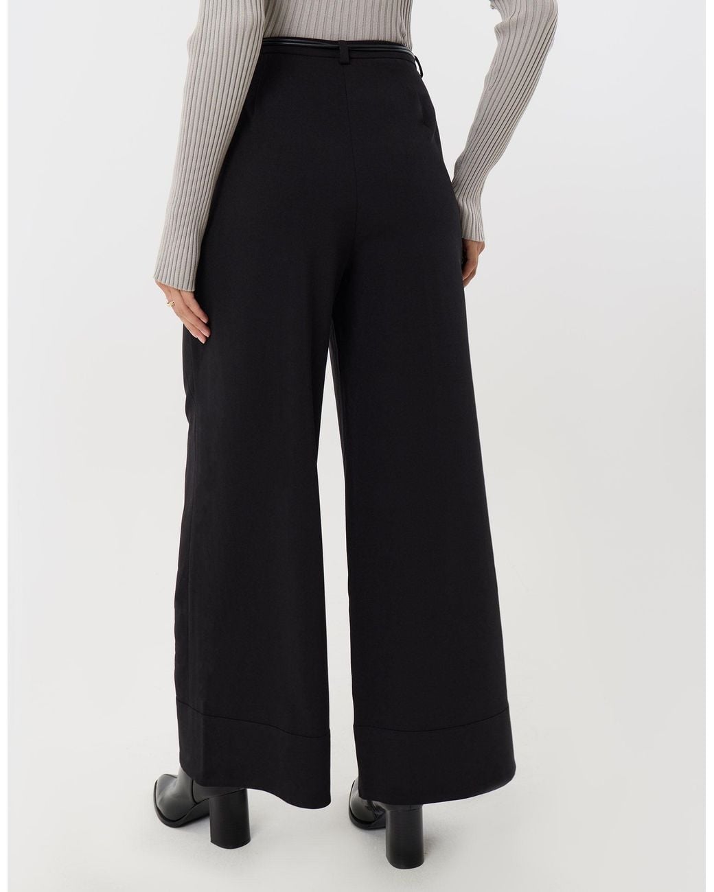 Threadbare White Pleated Wide Leg Trousers