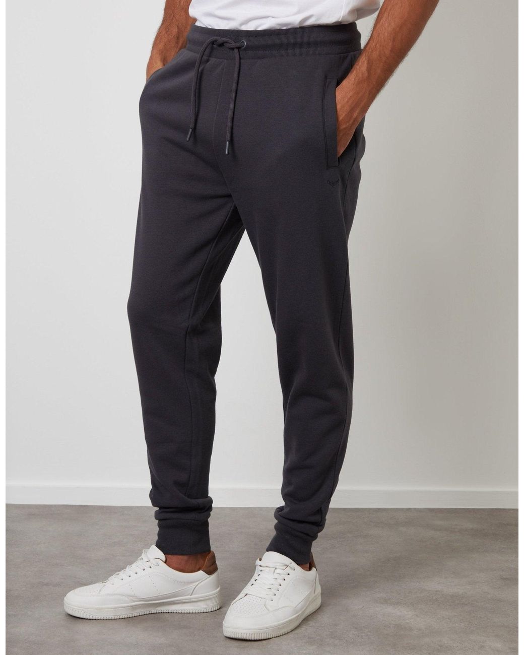 Threadbare Blue Regular Fit Cotton Rich Joggers for men