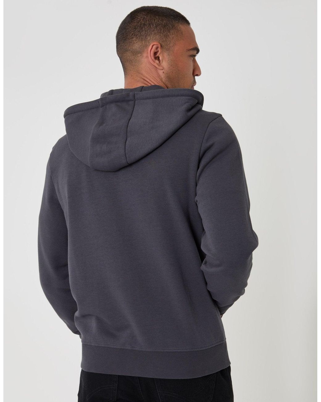Threadbare Blue Cotton Rich Zip Through Hoodie for men