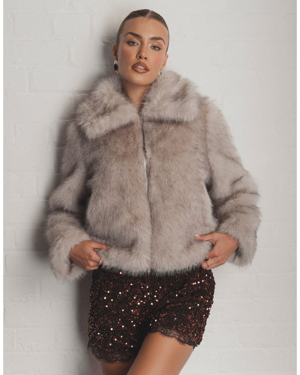 Threadbare Multicolor Faux Fur Zip Through Coat