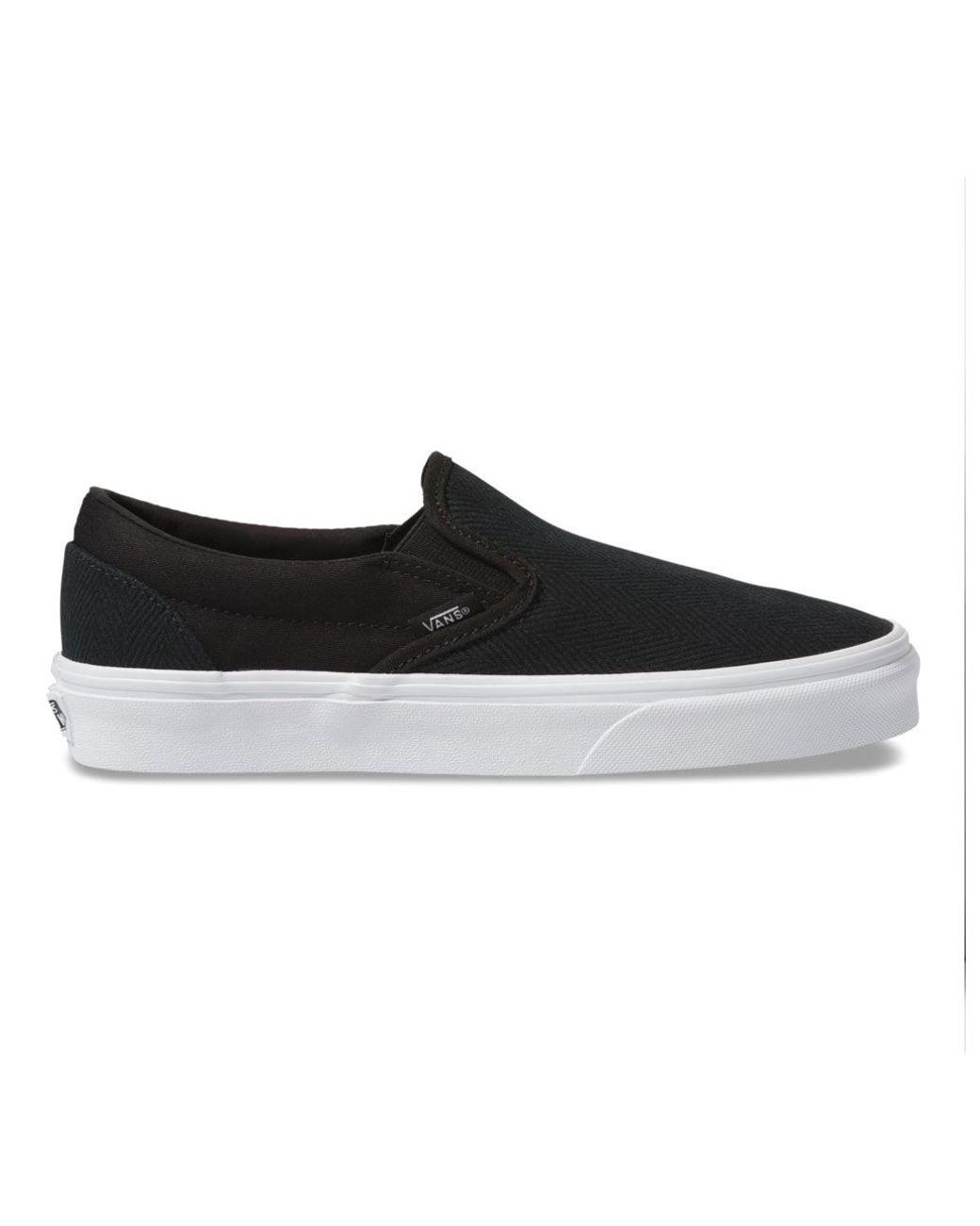 Vans Rubber Herringbone Classic Slip-on Black & True White ... Vans Rubber Herringbone Classic Slip-on Black & True White ...