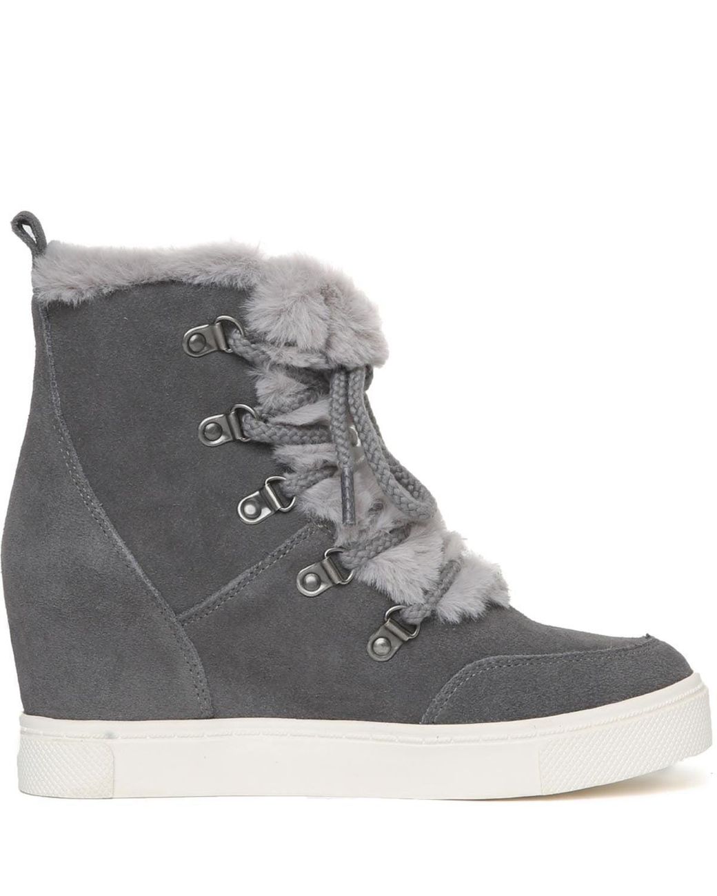 gray wedge booties