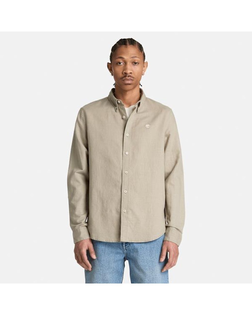 Timberland Gray Lovell Lake Button-Down Long-Sleeve Shirt For for men
