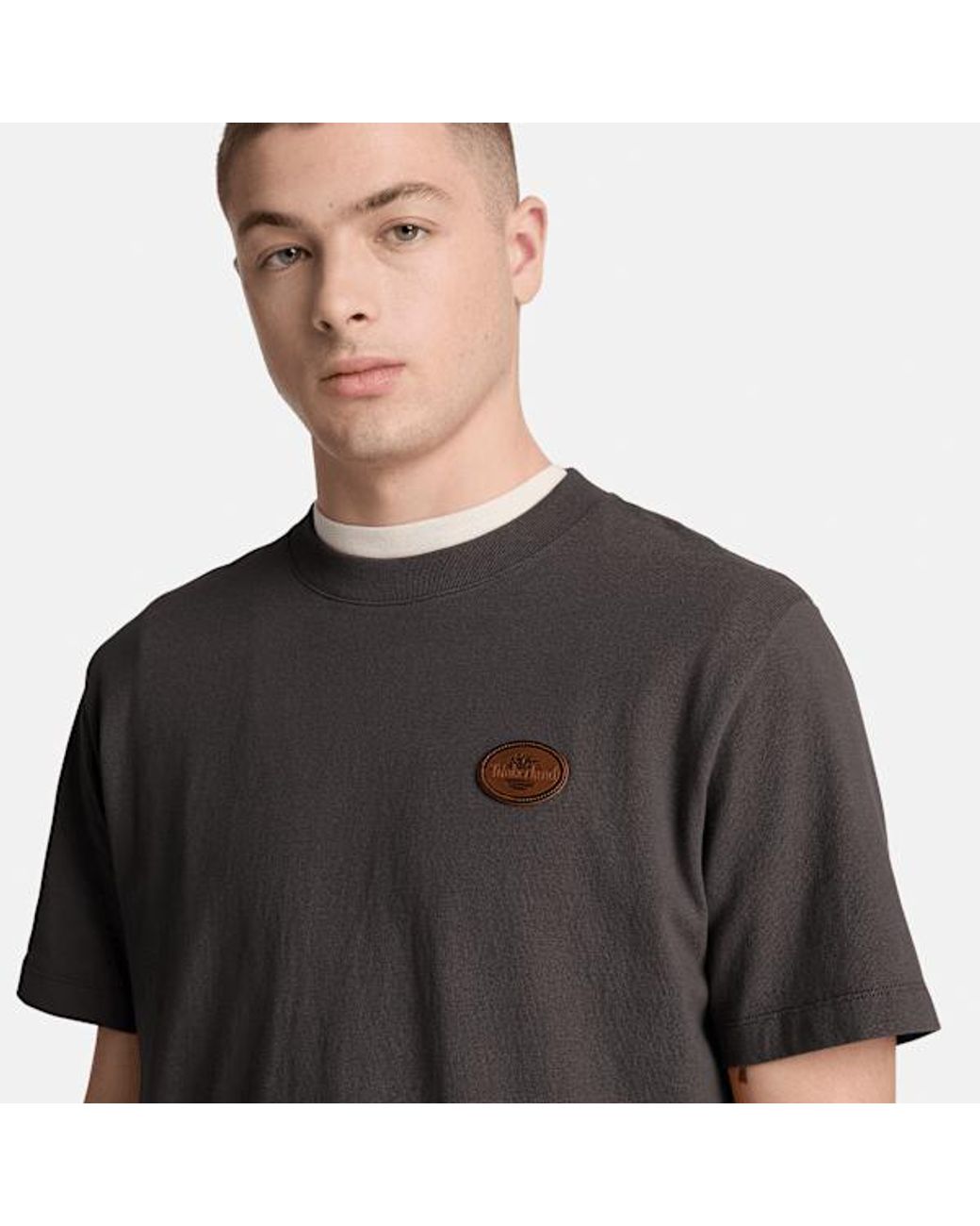 Timberland Black Leather Badge Short-Sleeve T-Shirt For for men