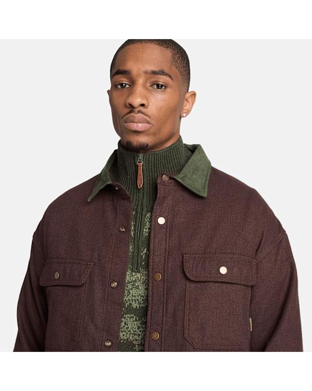 Timberland Purple Herringbone Overshirt For for men