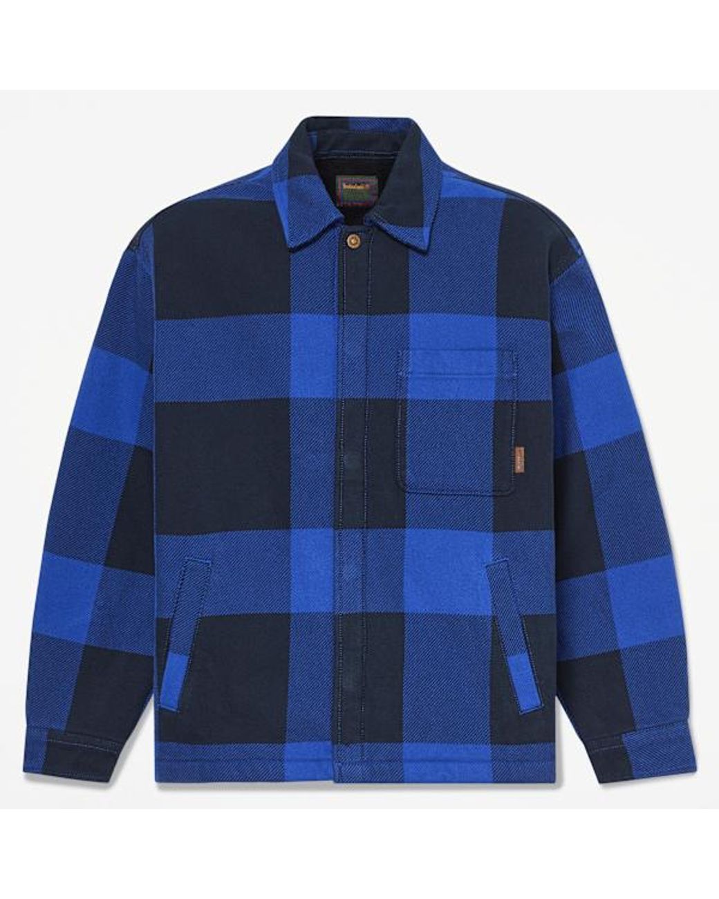 Timberland Blue Fleece-Lined Checkered Overshirt For for men