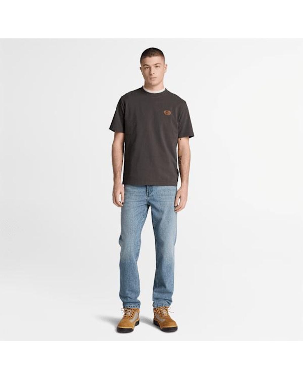 Timberland Black Leather Badge Short-Sleeve T-Shirt For for men