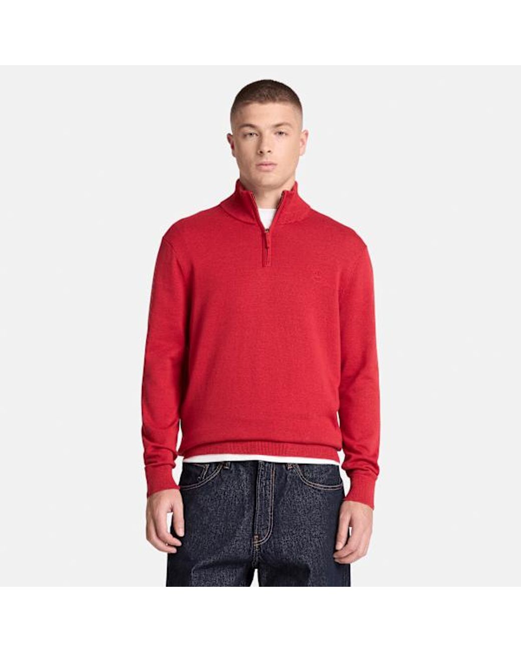 Timberland Red Williams River Cotton Quarter-Zip Jumper For for men