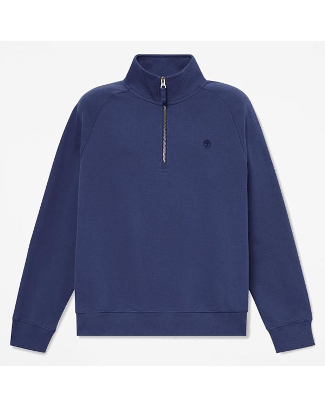 Timberland Blue Exeter River Embroidered Logo Quarter-Zip Sweatshirt For for men