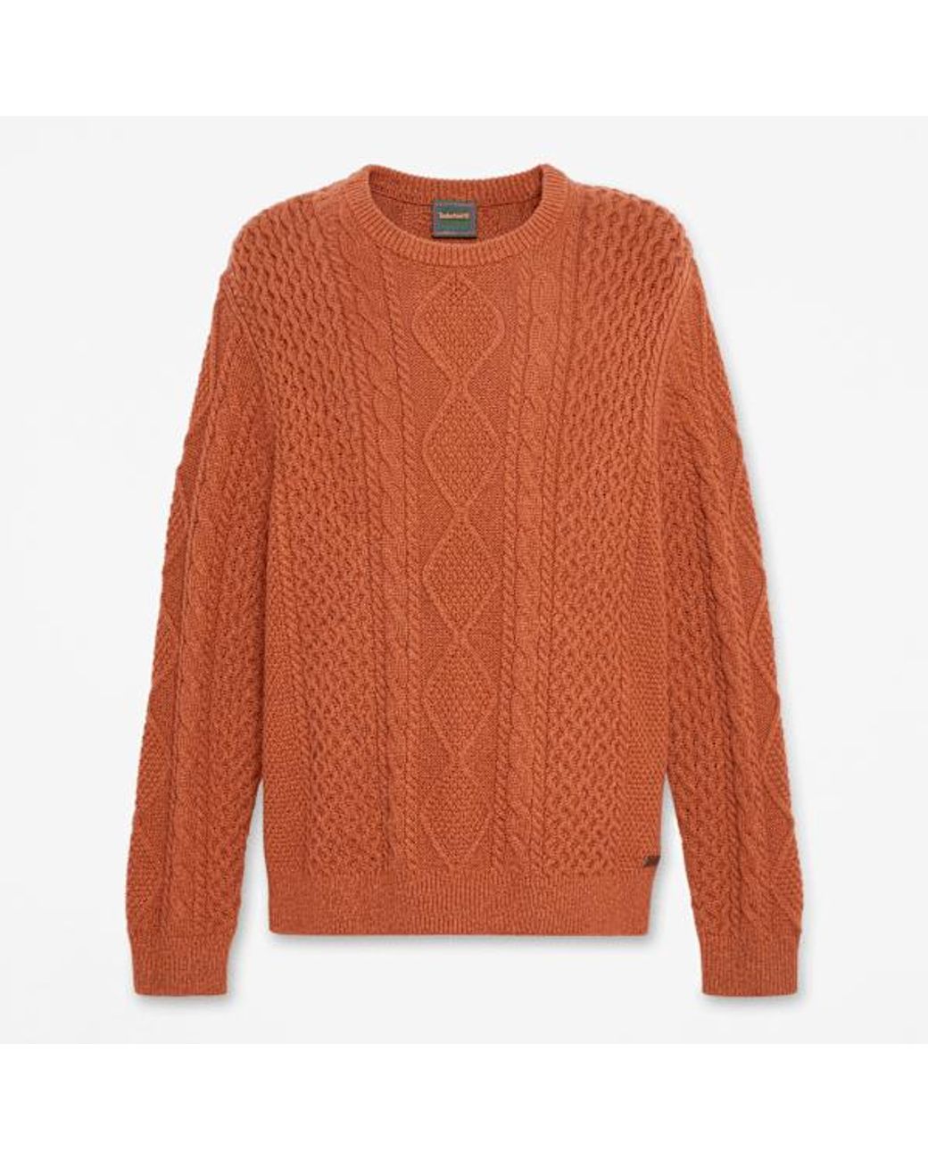 Timberland Orange Phillips Brook Cable-Knit Crewneck Jumper For for men