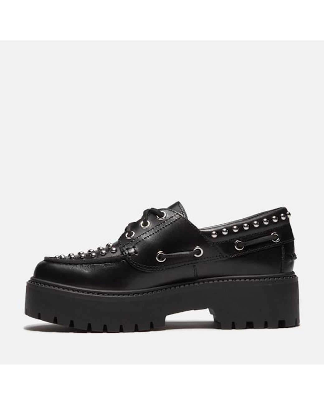 Timberland Black Stone Street Platform Boat Shoe For