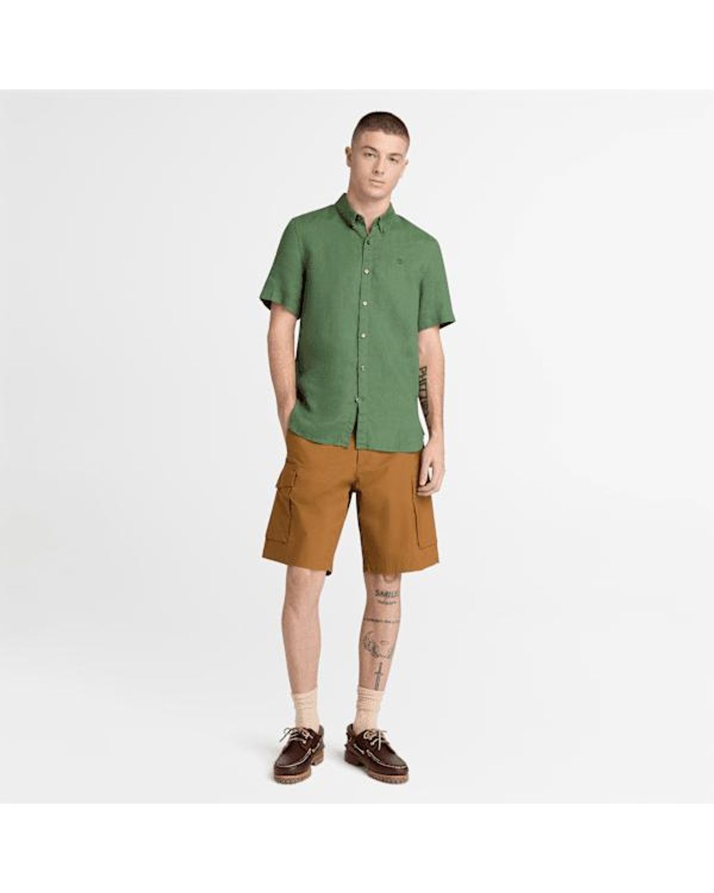 Timberland Green Mill Brook Linen Short-Sleeve Shirt For for men