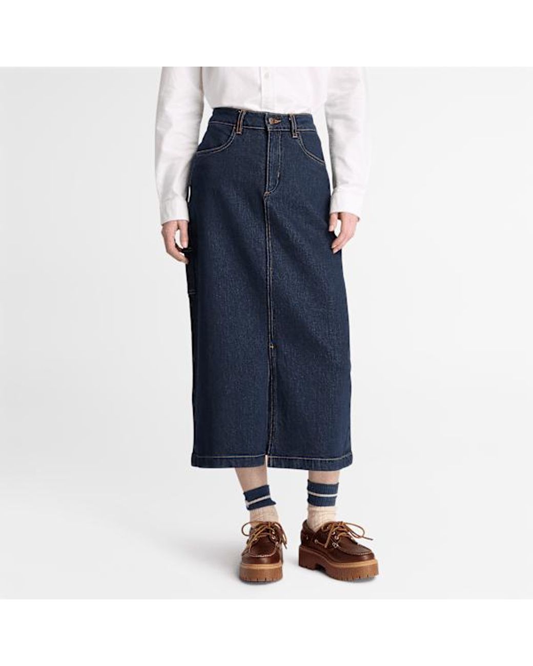 Timberland Blue Long Denim Skirt For