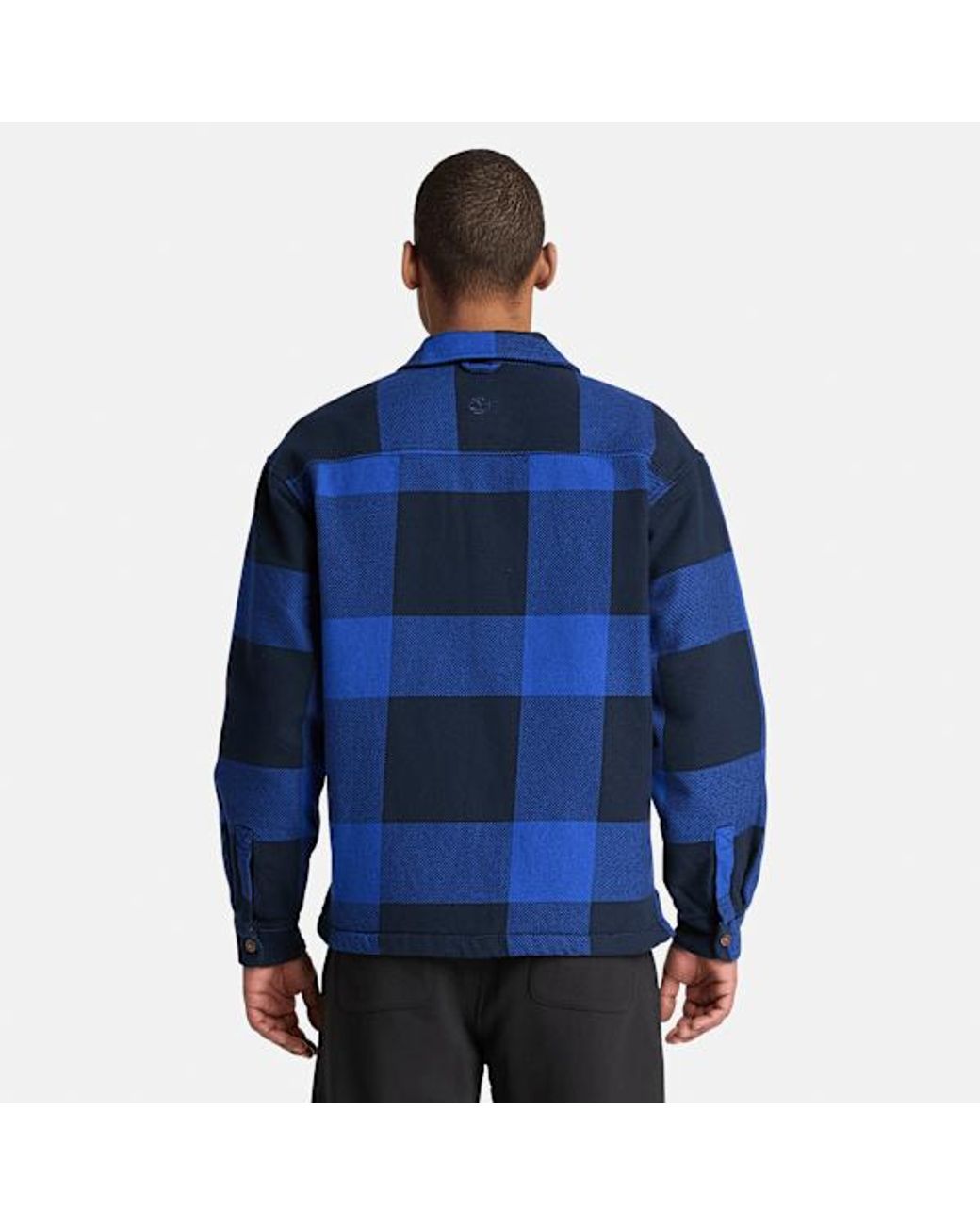 Timberland Blue Fleece-Lined Checkered Overshirt For for men