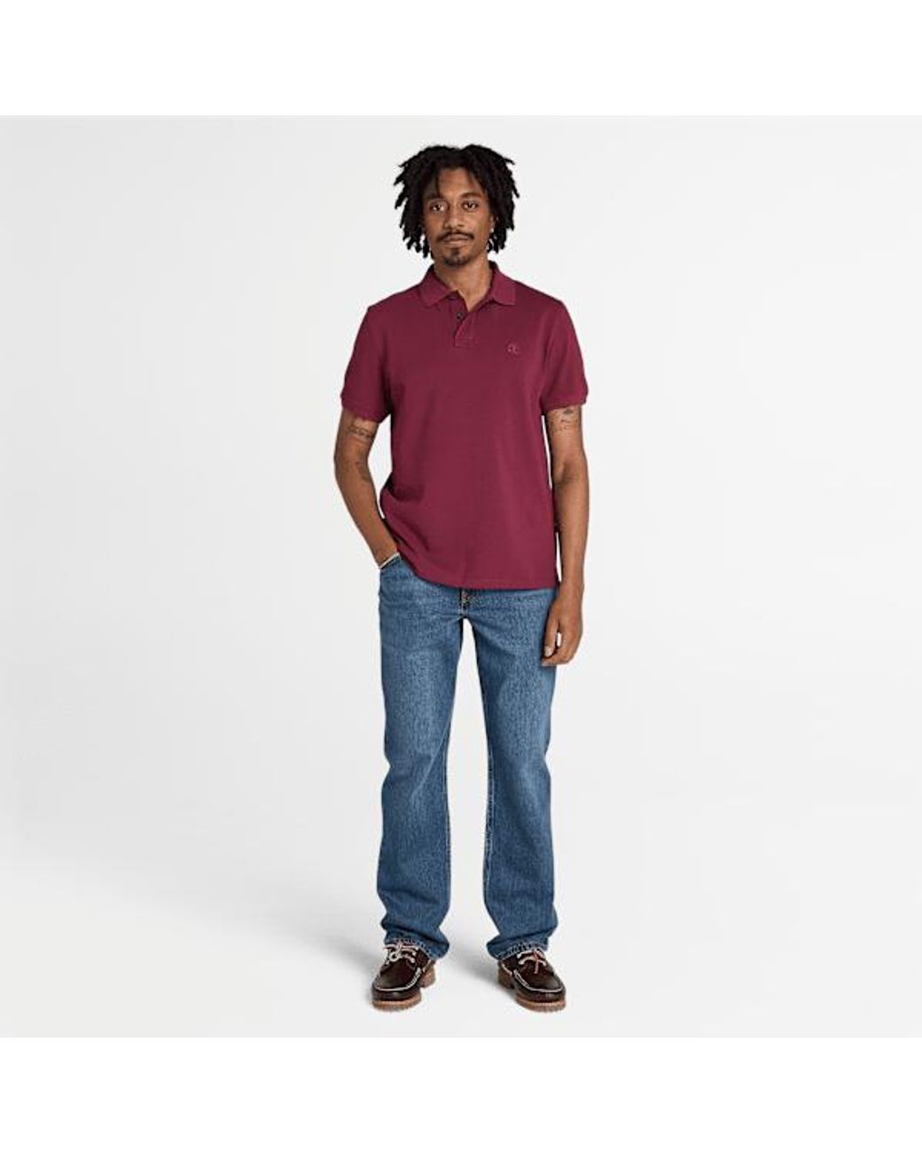 Timberland Red Millers River Pique Short-Sleeve Polo For for men
