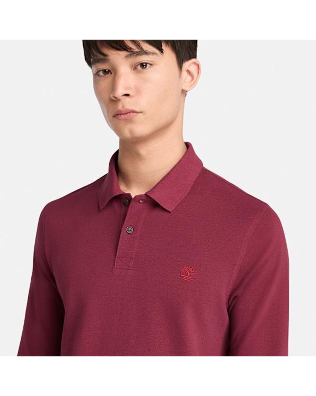Timberland Purple Millers River Long-Sleeve Pique Polo For for men